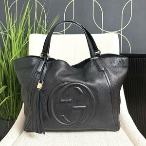 Authentic Gucci Soho tote bag black leather